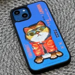 قاب گوشی آیفون 15 پرومکس طرح گربه با عینک و خز واقعی برند نیمی مدل YJ027-05