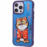 قاب گوشی آیفون 15 پرومکس طرح گربه با عینک و خز واقعی برند نیمی مدل YJ027-05